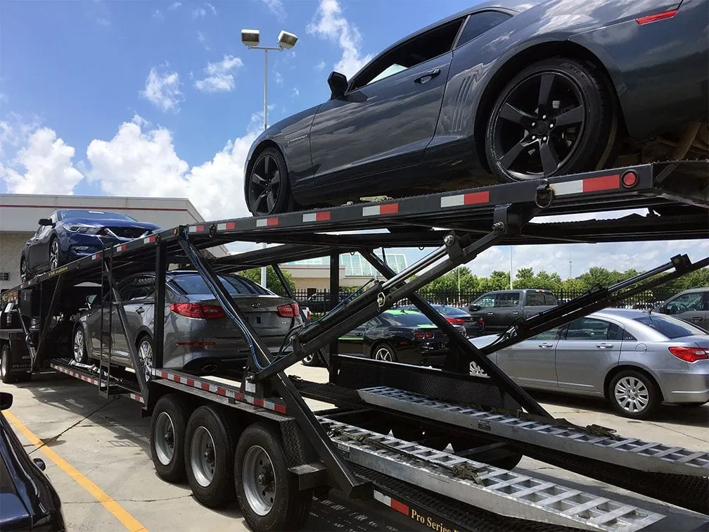 A car carrier truck loaded with vehicles on the highway